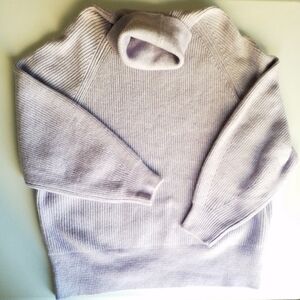 Mango Soft Lavender Chunky Knit Turtleneck Sweater Medium Relaxed Fit Cozy Fall